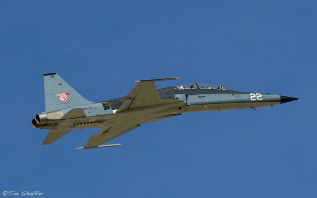 A Northrop F-5F Tiger II flown by Tactical Air Support Inc, a private company that provides tactical training to the US military and its allies (Tim Shaffer)